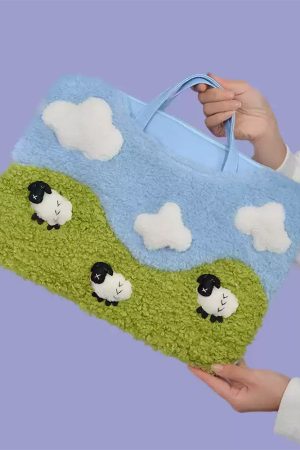 Casual Day Outfits, Easy Trendy Outfits Sheep Embroidery Aesthetic Handbag
