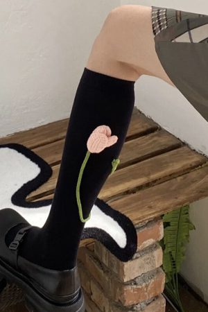 Casual Day Outfits, Easy Trendy Outfits Tulip Black Knee Socks