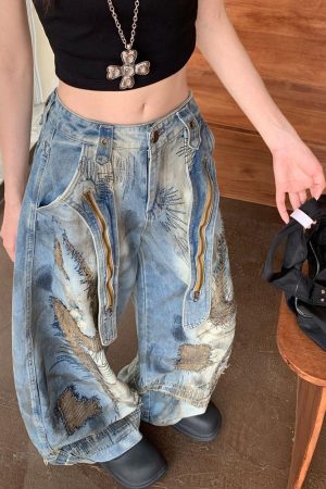 Casual Day Outfits, Easy Trendy Outfits Vintage-Style Oversized Sketch Jeans