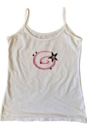 Casual Day Outfits, Easy Trendy Outfits Y2K Aesthetic Star Tank Top