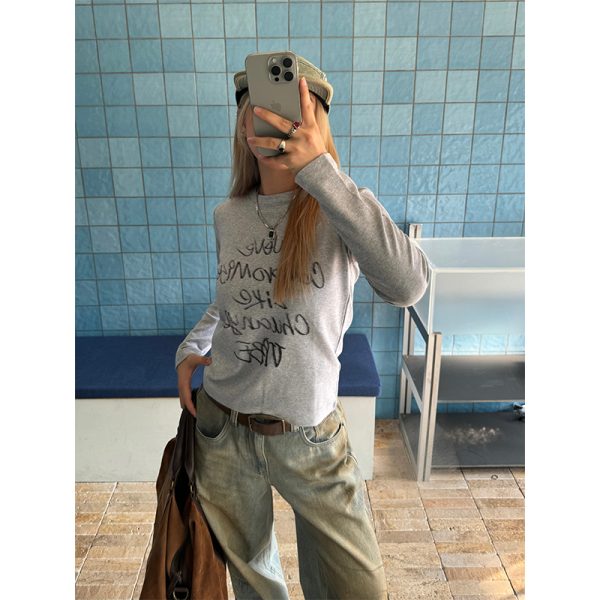 Casual Letter Print Short Sleeve T-Shirt for Women - Versatile Round Neck Summer Top in Spicy Girl Style, Korean Fashion