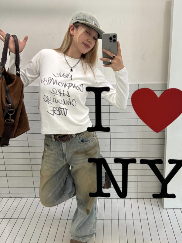 Casual Letter Print Short Sleeve T-Shirt for Women - Versatile Round Neck Summer Top in Spicy Girl Style, Korean Fashion