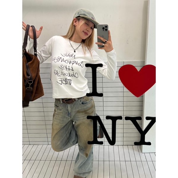 Casual Letter Print Short Sleeve T-Shirt for Women - Versatile Round Neck Summer Top in Spicy Girl Style, Korean Fashion