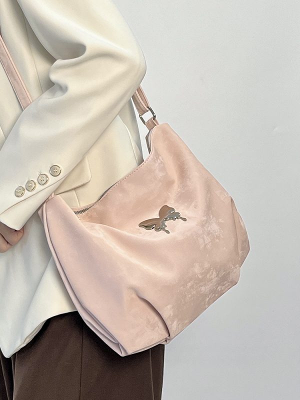 Casual Pink Crossbody Shoulder Bag for Women - Large Capacity Commuting Bag in Trendy Girl-Style Design