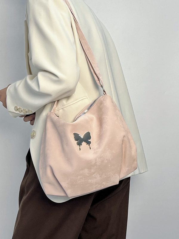 Casual Pink Crossbody Shoulder Bag for Women - Large Capacity Commuting Bag in Trendy Girl-Style Design