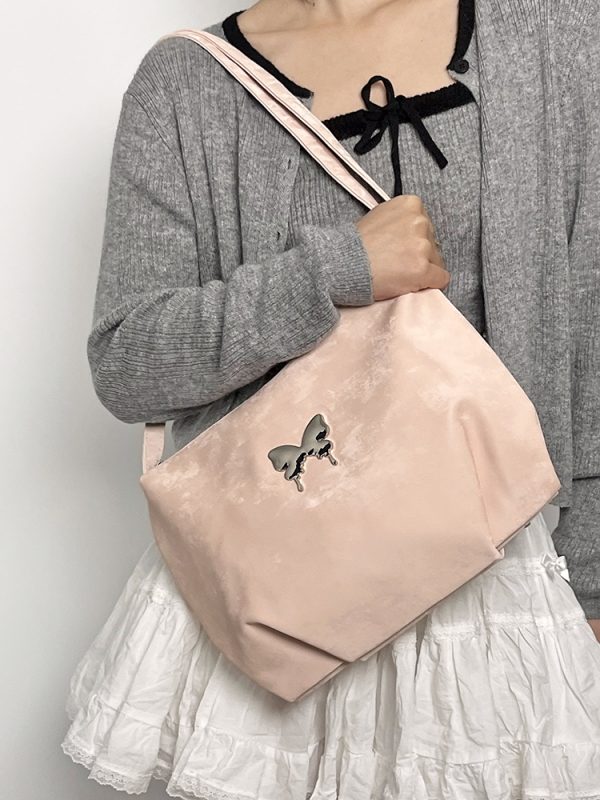 Casual Pink Crossbody Shoulder Bag for Women - Large Capacity Commuting Bag in Trendy Girl-Style Design