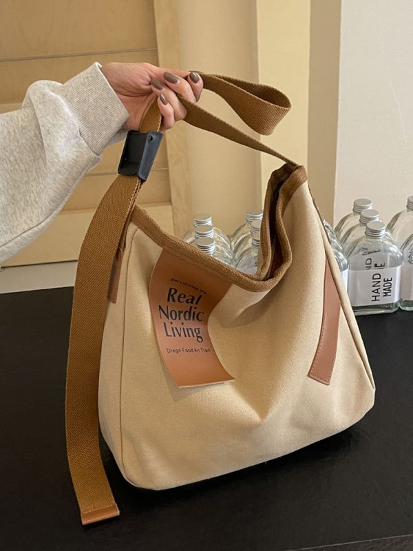 Casual Versatile Canvas Tote Bag for Women, Large Capacity Shoulder Crossbody Commuter Bag, Trendy 2025 Style