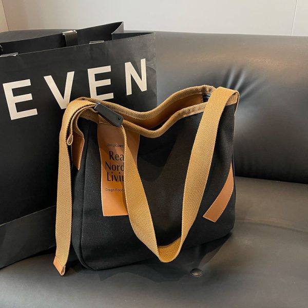 Casual Versatile Canvas Tote Bag for Women, Large Capacity Shoulder Crossbody Commuter Bag, Trendy 2025 Style