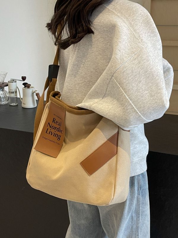 Casual Versatile Canvas Tote Bag for Women, Large Capacity Shoulder Crossbody Commuter Bag, Trendy 2025 Style