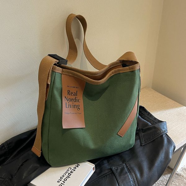 Casual Versatile Canvas Tote Bag for Women, Large Capacity Shoulder Crossbody Commuter Bag, Trendy 2025 Style