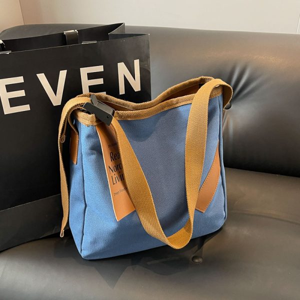 Casual Versatile Canvas Tote Bag for Women, Large Capacity Shoulder Crossbody Commuter Bag, Trendy 2025 Style