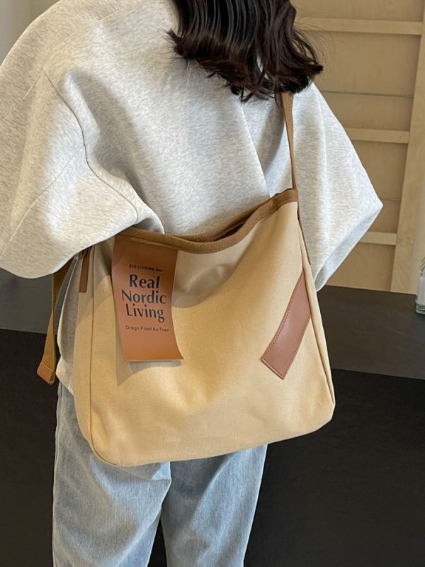 Casual Versatile Canvas Tote Bag for Women, Large Capacity Shoulder Crossbody Commuter Bag, Trendy 2025 Style