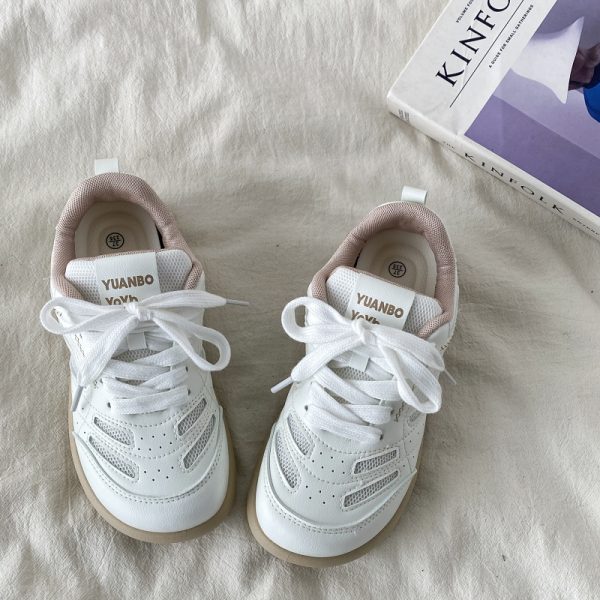 Chic Mango White Casual Sports Sneakers for Women - 2025 Spring Versatile Style, Niche Trendy Footwear