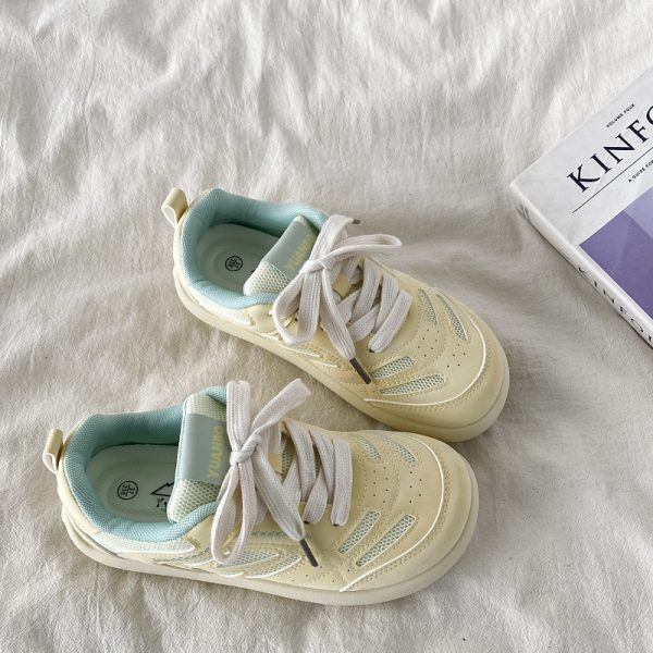 Chic Mango White Casual Sports Sneakers for Women - 2025 Spring Versatile Style, Niche Trendy Footwear