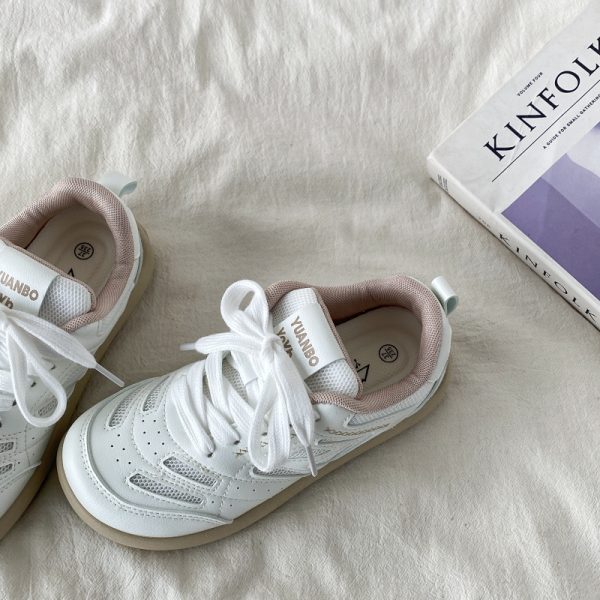 Chic Mango White Casual Sports Sneakers for Women - 2025 Spring Versatile Style, Niche Trendy Footwear