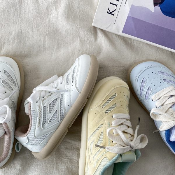 Chic Mango White Casual Sports Sneakers for Women - 2025 Spring Versatile Style, Niche Trendy Footwear