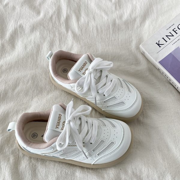 Chic Mango White Casual Sports Sneakers for Women - 2025 Spring Versatile Style, Niche Trendy Footwear