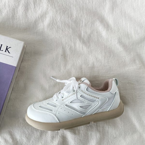 Chic Mango White Casual Sports Sneakers for Women - 2025 Spring Versatile Style, Niche Trendy Footwear