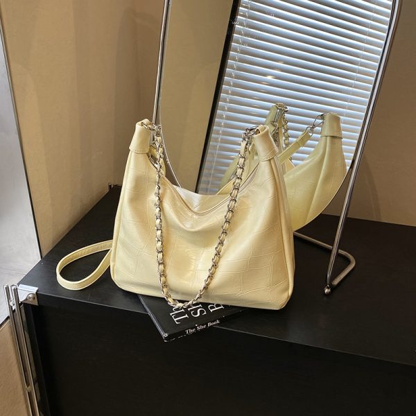 Chic Textured Chain Handbag for Women - Versatile Crossbody Dumpling Bag for Work & Commuting, 2025 Summer Style