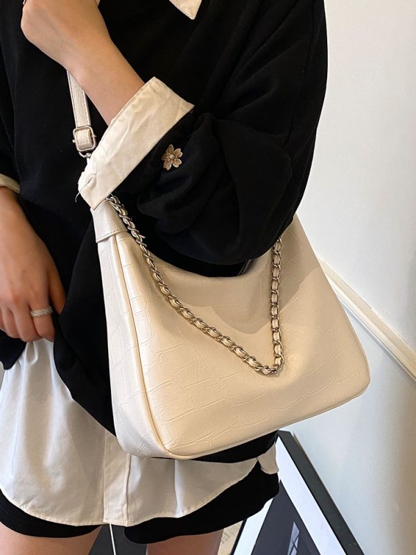 Chic Textured Chain Handbag for Women - Versatile Crossbody Dumpling Bag for Work & Commuting, 2025 Summer Style