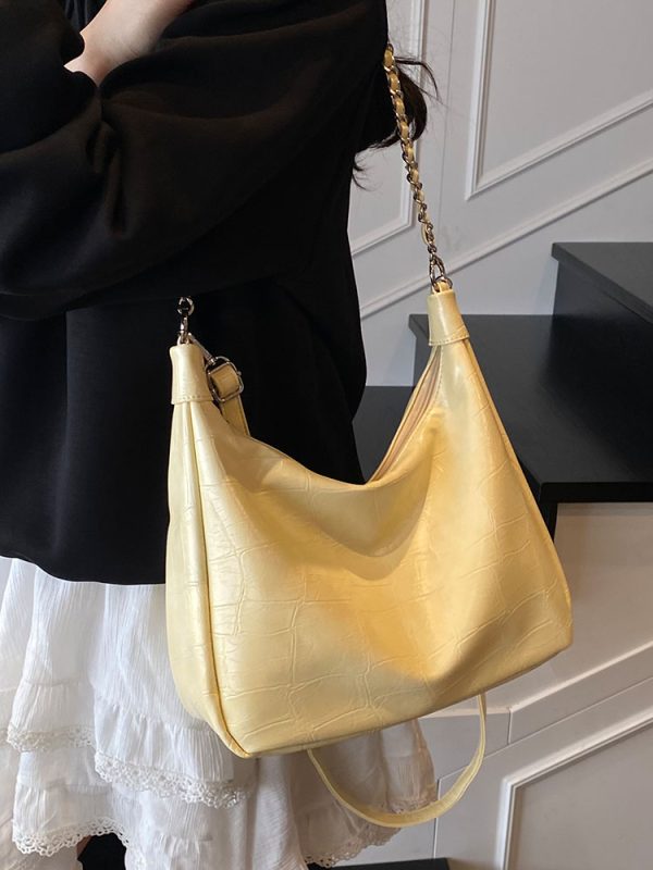 Chic Textured Chain Handbag for Women - Versatile Crossbody Dumpling Bag for Work & Commuting, 2025 Summer Style
