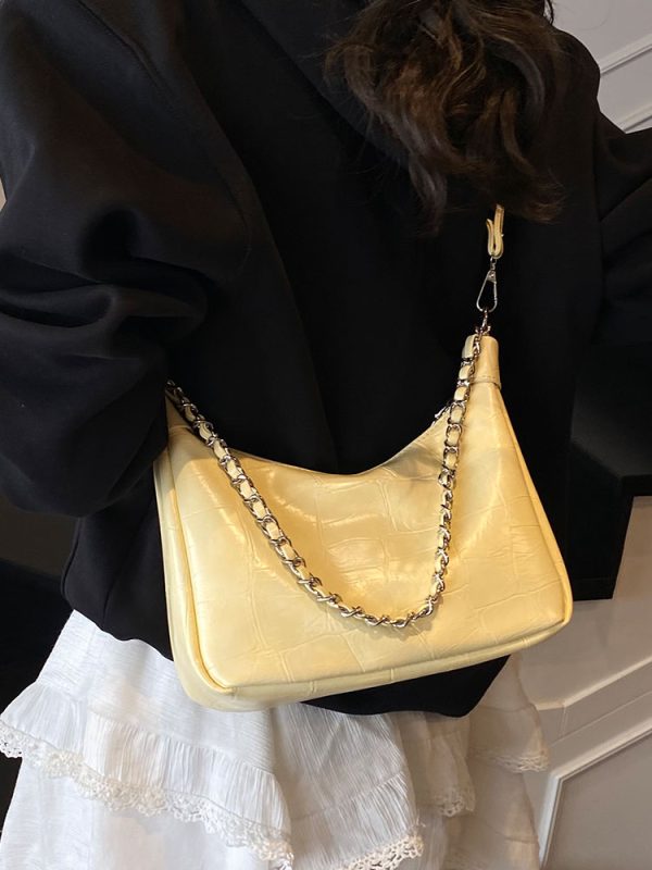 Chic Textured Chain Handbag for Women - Versatile Crossbody Dumpling Bag for Work & Commuting, 2025 Summer Style