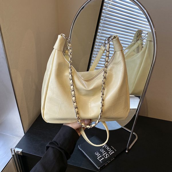 Chic Textured Chain Handbag for Women - Versatile Crossbody Dumpling Bag for Work & Commuting, 2025 Summer Style