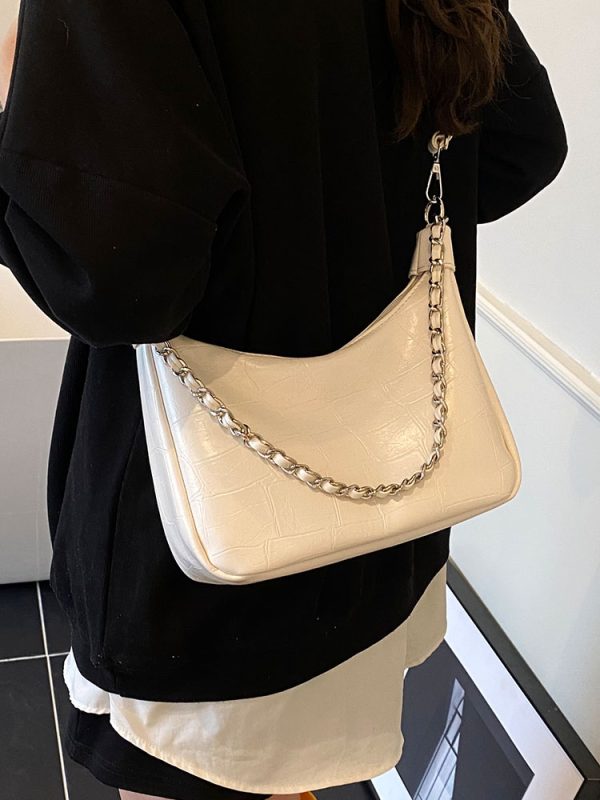 Chic Textured Chain Handbag for Women - Versatile Crossbody Dumpling Bag for Work & Commuting, 2025 Summer Style