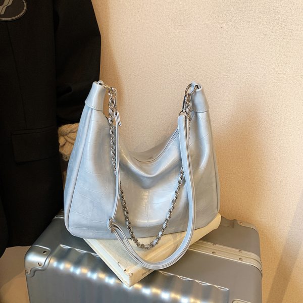 Chic Textured Chain Handbag for Women - Versatile Crossbody Dumpling Bag for Work & Commuting, 2025 Summer Style