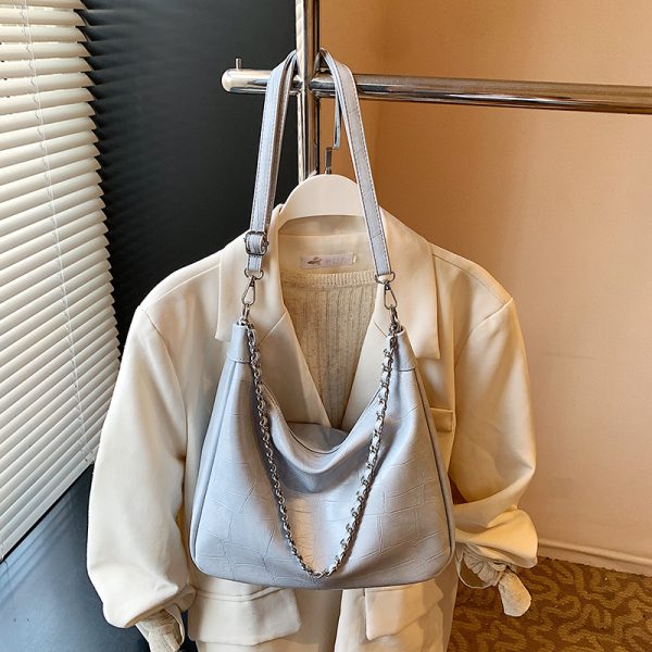 Chic Textured Chain Handbag for Women - Versatile Crossbody Dumpling Bag for Work & Commuting, 2025 Summer Style