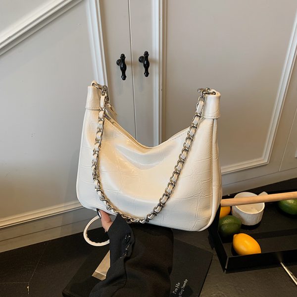 Chic Textured Chain Handbag for Women - Versatile Crossbody Dumpling Bag for Work & Commuting, 2025 Summer Style