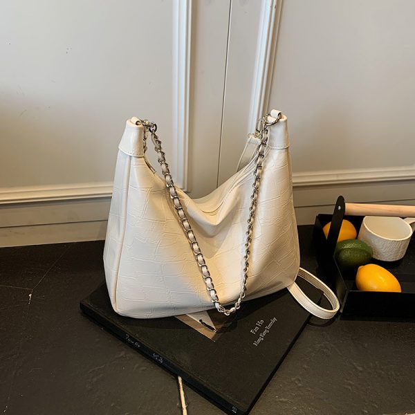 Chic Textured Chain Handbag for Women - Versatile Crossbody Dumpling Bag for Work & Commuting, 2025 Summer Style