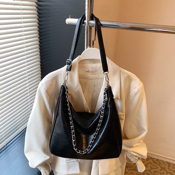 Chic Textured Chain Handbag for Women - Versatile Crossbody Dumpling Bag for Work & Commuting, 2025 Summer Style