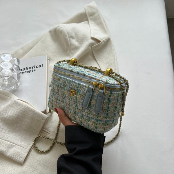 Chic Wool Mini Chain Bag for Women, 2025 Niche Box Design, Versatile Crossbody Bag for Spring and Summer Fashion