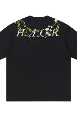 Chinese-Style Floral Circular Embroidery Short-Sleeve T-Shirt - Breathable Silhouette, Perfect for Y2K and Korean Style Fashion