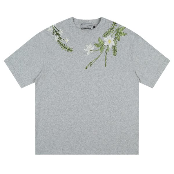 Chinese-Style Floral Circular Embroidery Short-Sleeve T-Shirt - Breathable Silhouette, Perfect for Y2K and Korean Style Fashion