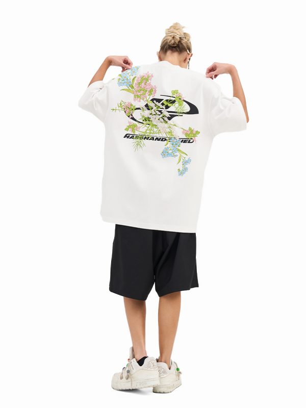Chinese-Style Floral Embroidery Short Sleeve T-Shirt - Couples National Trend, Y2K Aesthetic, Fashionable Streetwear