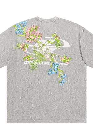 Chinese-Style Floral Embroidery Short Sleeve T-Shirt - Couples National Trend, Y2K Aesthetic, Fashionable Streetwear