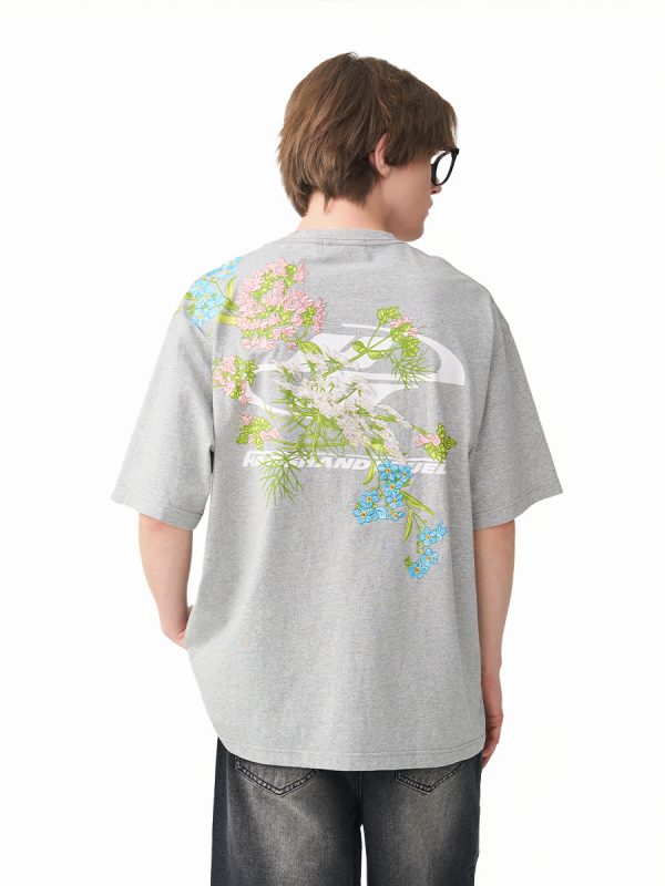 Chinese-Style Floral Embroidery Short Sleeve T-Shirt - Couples National Trend, Y2K Aesthetic, Fashionable Streetwear