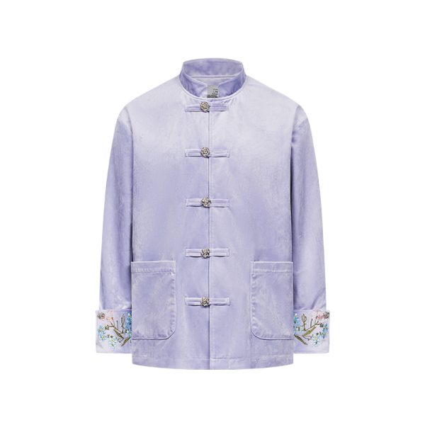 Chinese-Style Floral Velvet Cardigan with Stand Collar - Elegant Tang Suit Inspired Design for a Chic Look