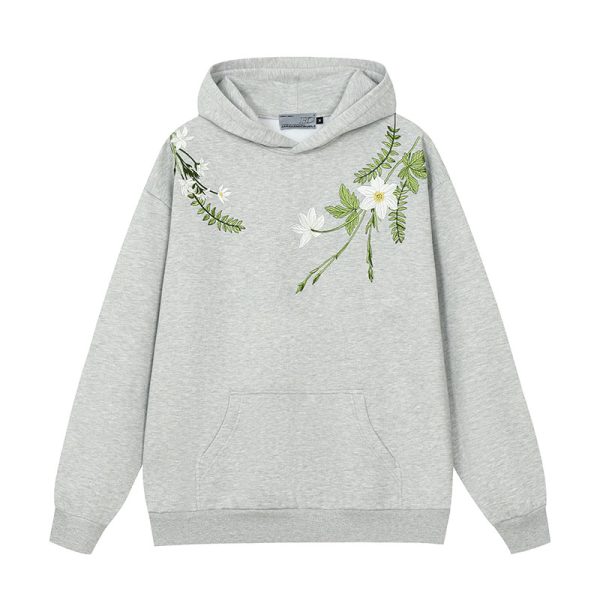 Chinese-Style Floral Wreath Embroidery Hoodie - Y2K Inspired Silhouette Sweatshirt for Trendy Urban Fashion