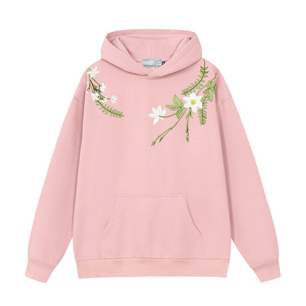 Chinese-Style Floral Wreath Embroidery Hoodie - Y2K Inspired Silhouette Sweatshirt for Trendy Urban Fashion