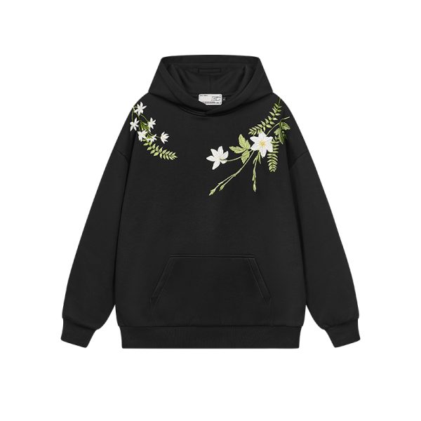 Chinese-Style Floral Wreath Embroidery Hoodie - Y2K Inspired Silhouette Sweatshirt for Trendy Urban Fashion