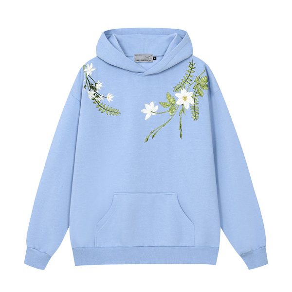 Chinese-Style Floral Wreath Embroidery Hoodie - Y2K Inspired Silhouette Sweatshirt for Trendy Urban Fashion
