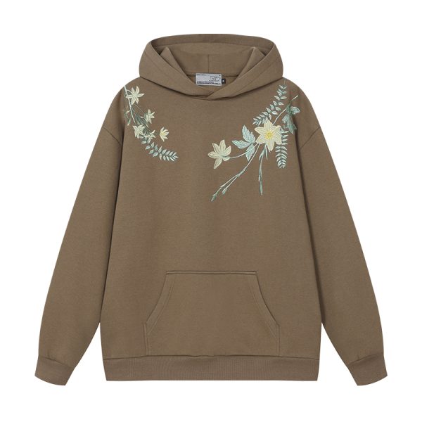 Chinese-Style Floral Wreath Embroidery Hoodie - Y2K Inspired Silhouette Sweatshirt for Trendy Urban Fashion