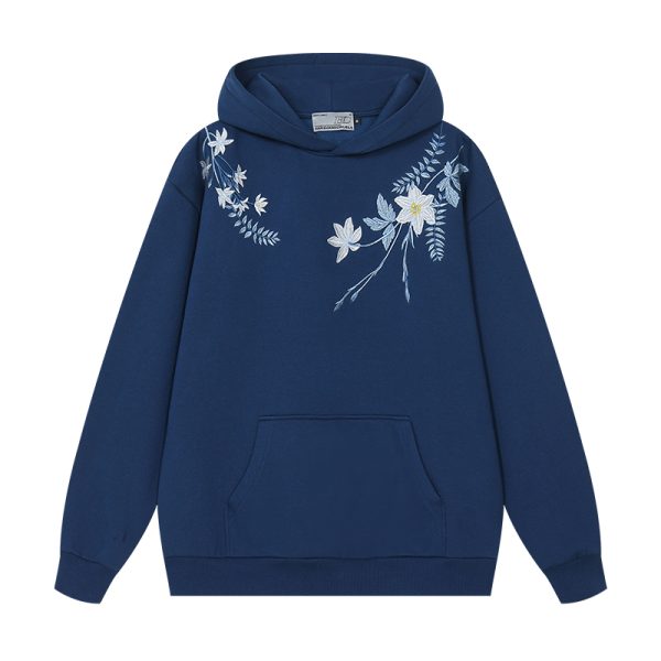 Chinese-Style Floral Wreath Embroidery Hoodie - Y2K Inspired Silhouette Sweatshirt for Trendy Urban Fashion