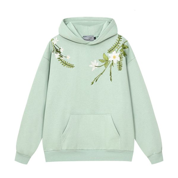 Chinese-Style Floral Wreath Embroidery Hoodie - Y2K Inspired Silhouette Sweatshirt for Trendy Urban Fashion