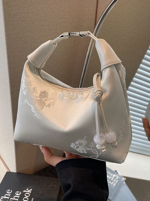 Chinese-Style Women's Handheld Pea Bag, 2025 Summer Fashion Embroidered Crossbody Shoulder Bag, National Style High-End Design