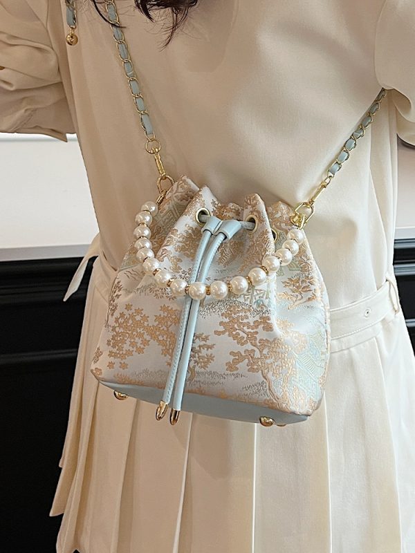 Chinese-Style Women's Shoulder Bag 2025, Trendy Crossbody Bucket Bag, Summer Niche Fashion Accessory, Vintage National Wind Design