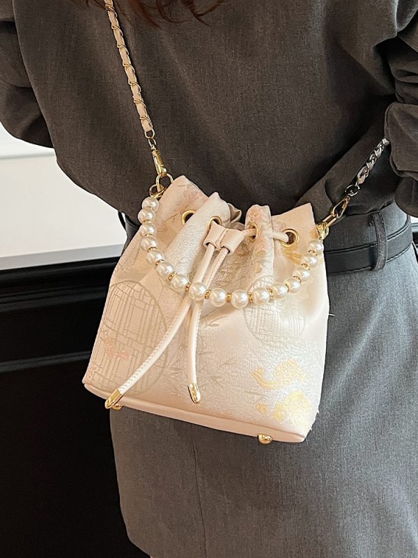 Chinese-Style Women's Shoulder Bag 2025, Trendy Crossbody Bucket Bag, Summer Niche Fashion Accessory, Vintage National Wind Design